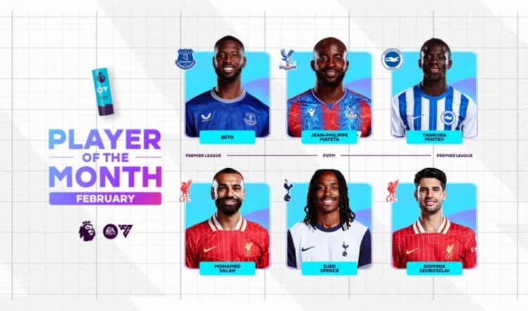 英超2月最佳候選：貝托、馬特塔、明特、薩拉赫、斯賓塞、索博